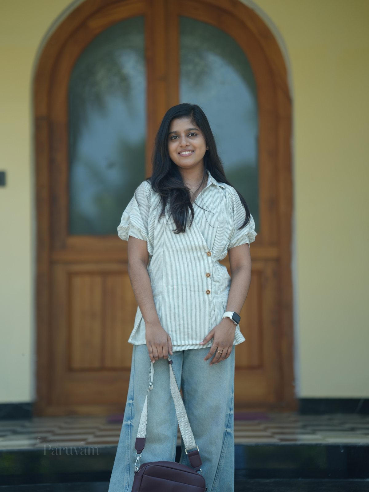 White & black striped cotton shirt