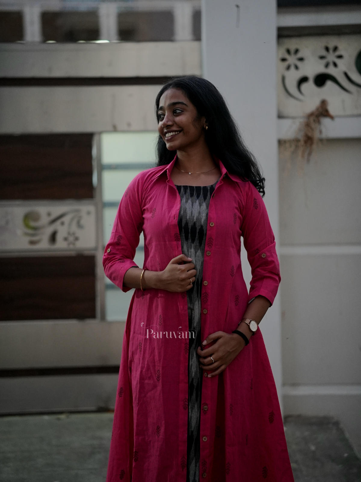 Fuschia pink long shrug