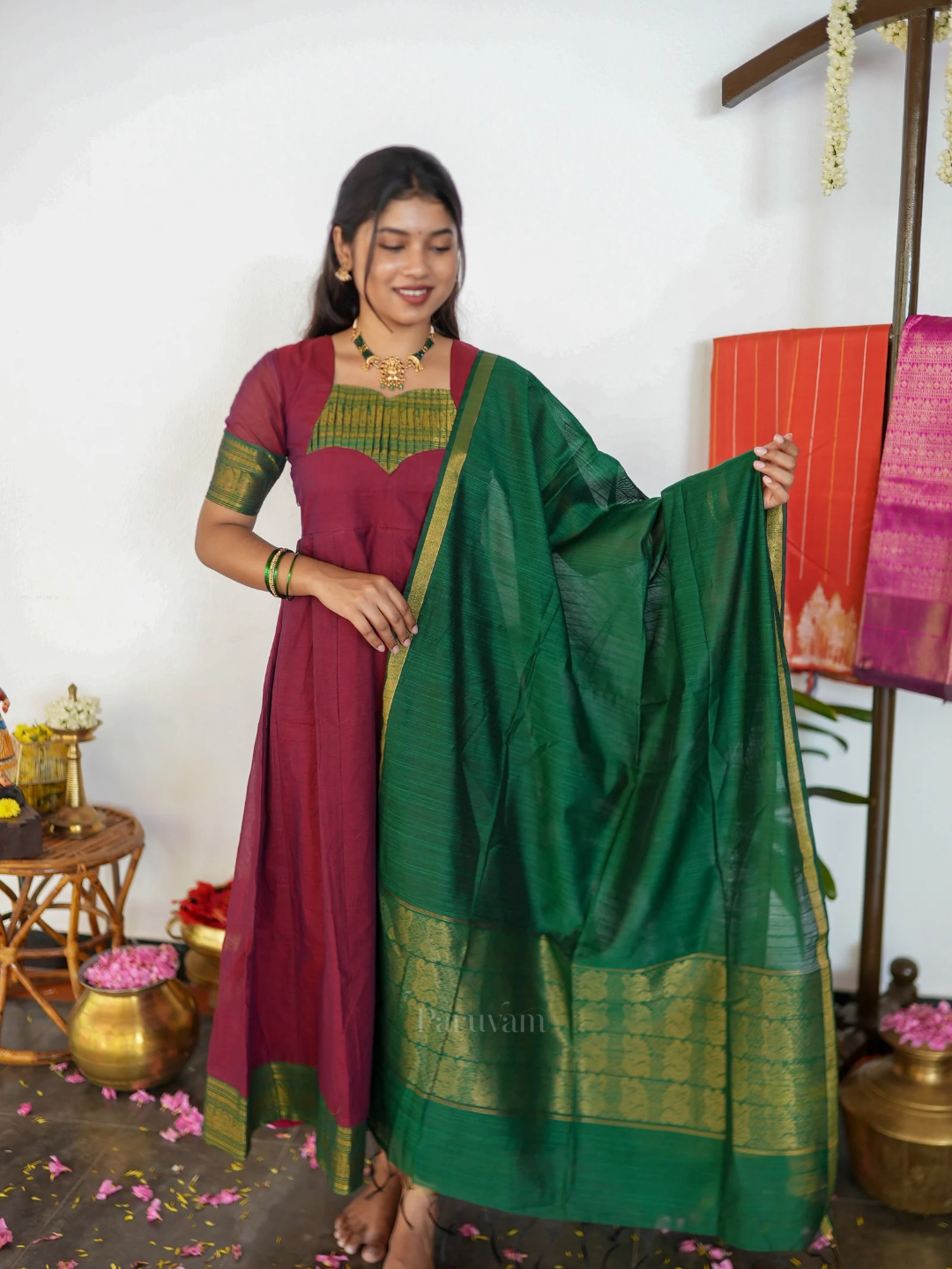 Maruthani - Maroon & Green Anarkali