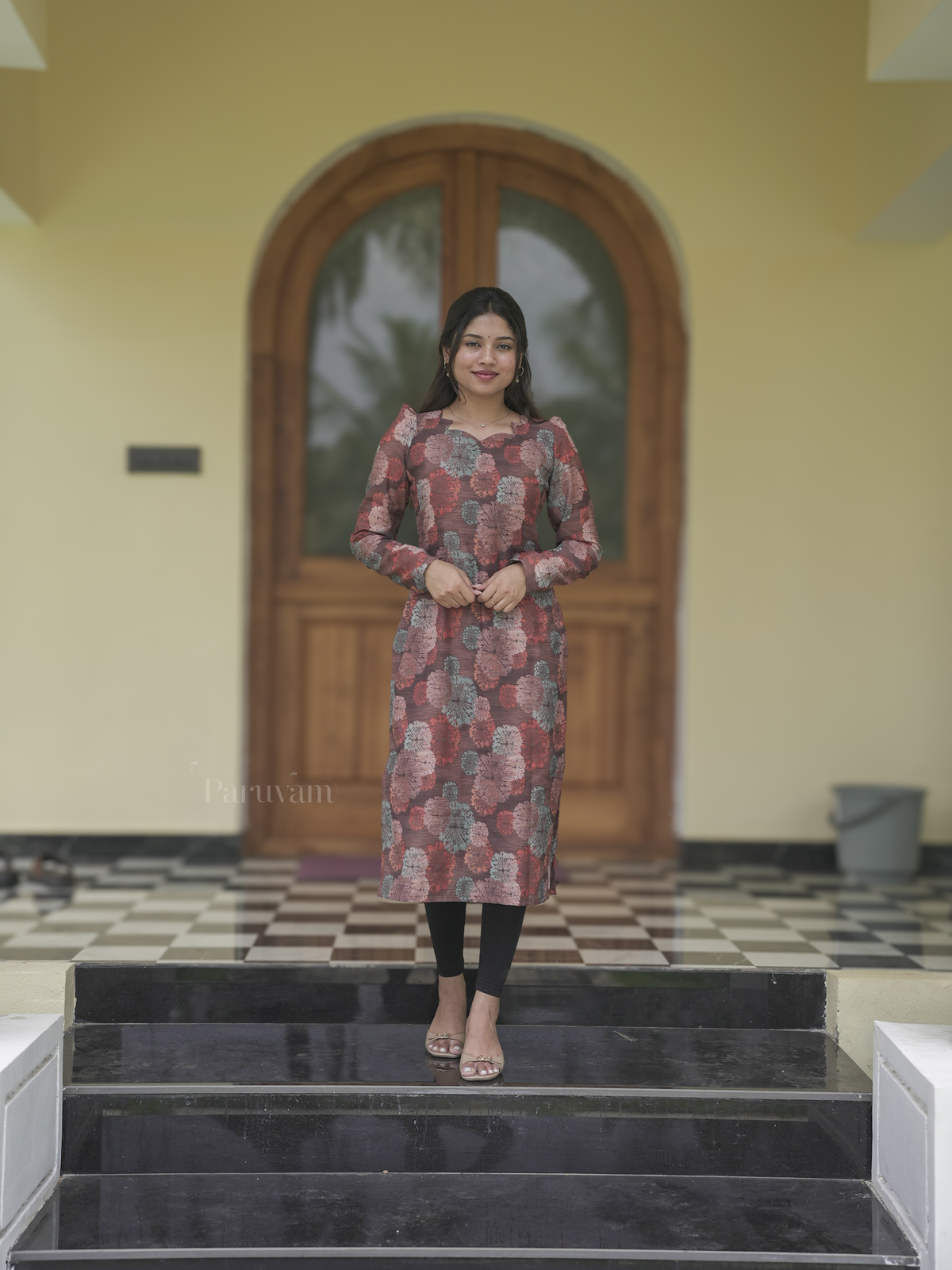 Brown Vibrance Chanderi Cotton Kurti - Ready to Ship