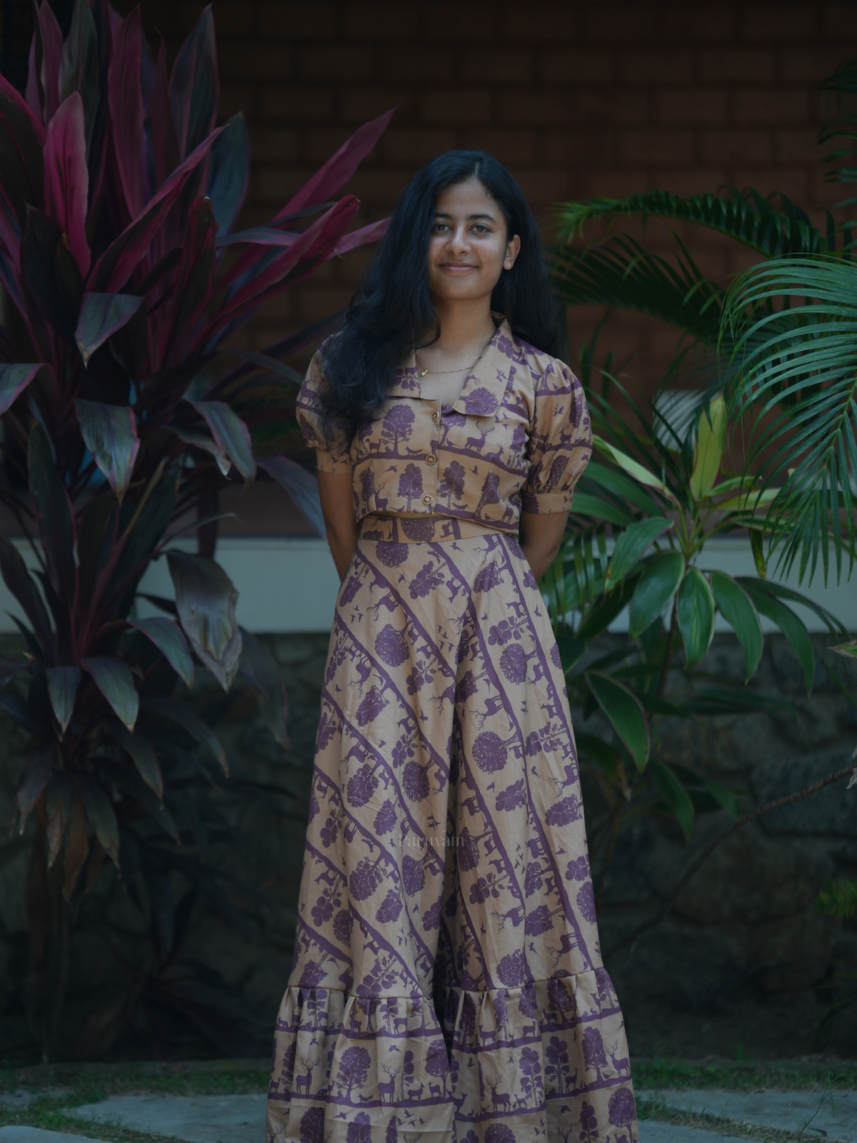 Into the forest chanderi beige co-ord set