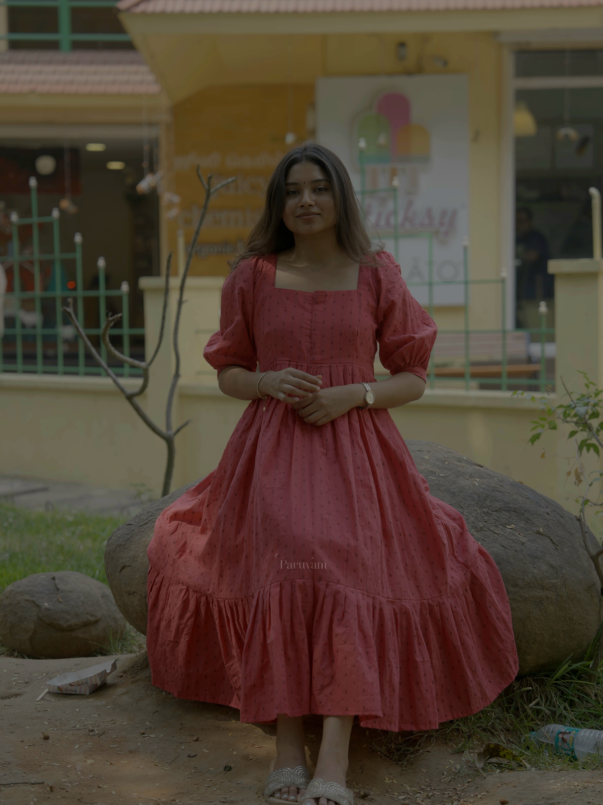 Fuchsia pink maxi dress