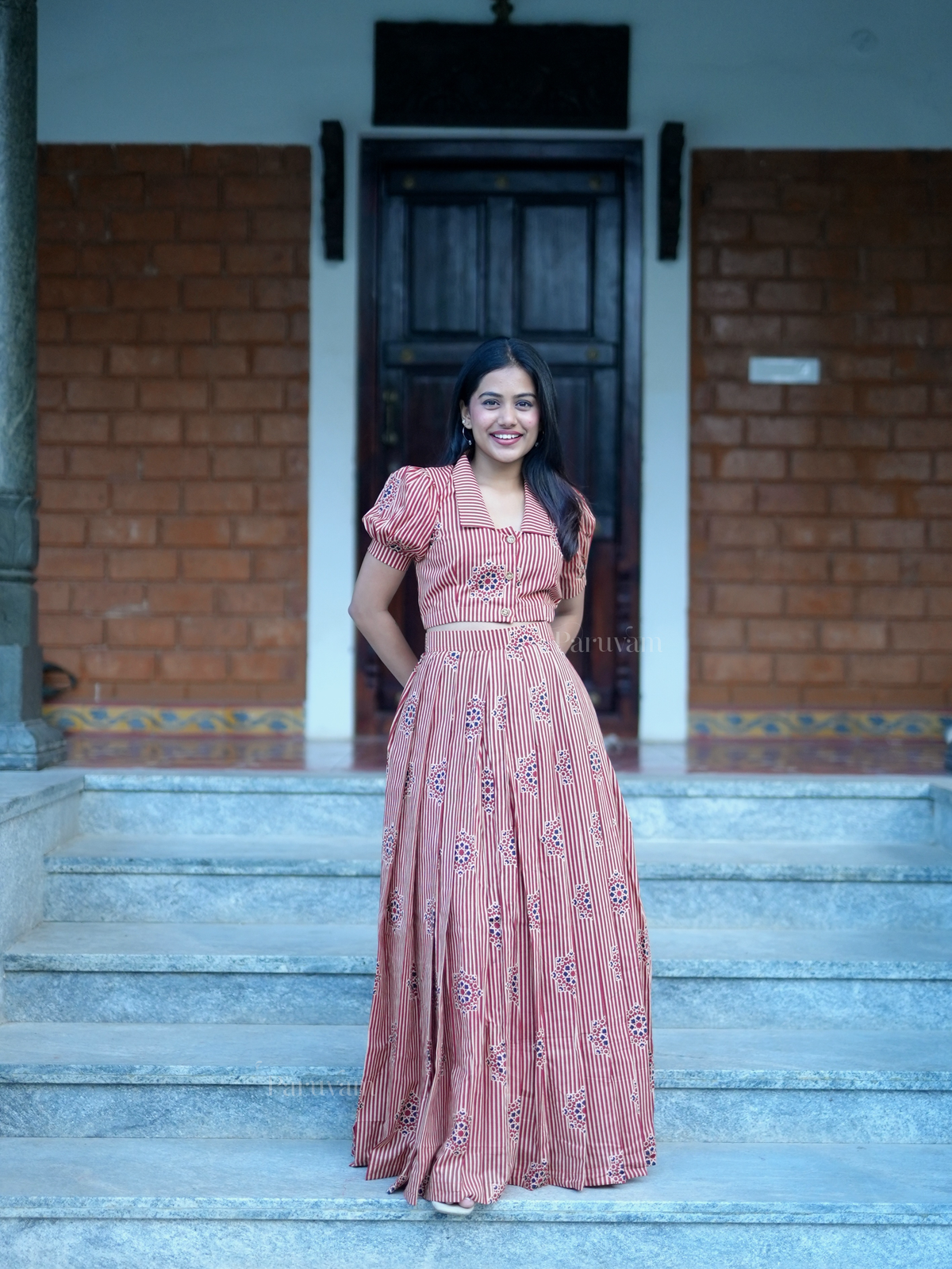 Maroon Striped co ord set