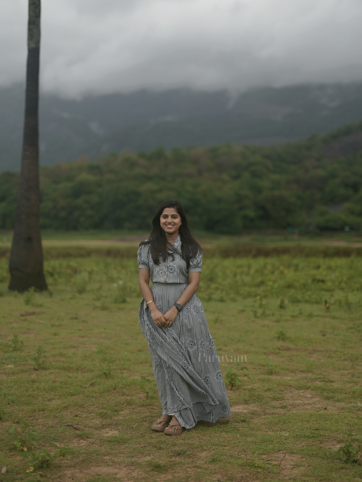 Blue Stripped Hand Block Printed Cotton Coord Set