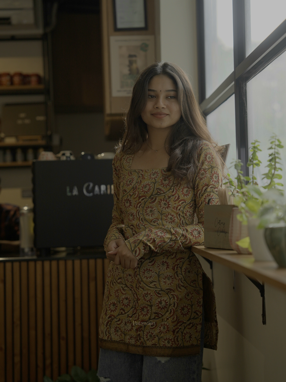 Mustard Yellow Kalamkari Short Kurti