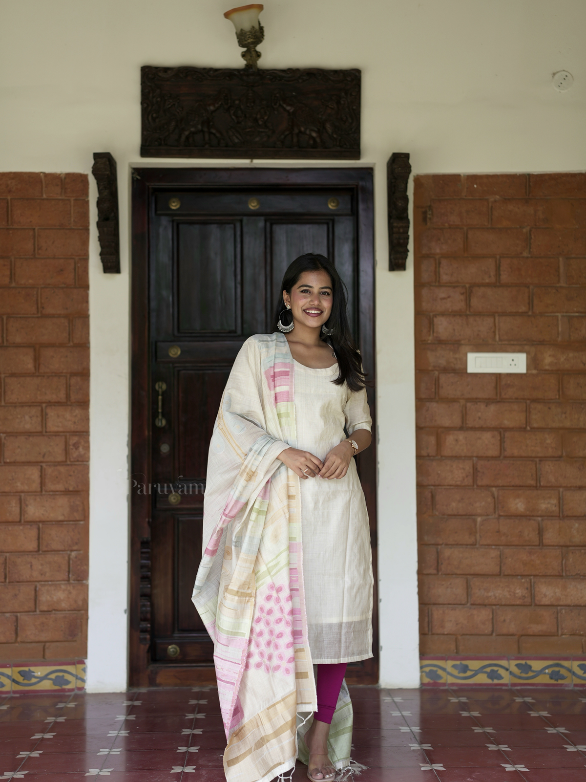 Cream with Hand Painted Salwar Set