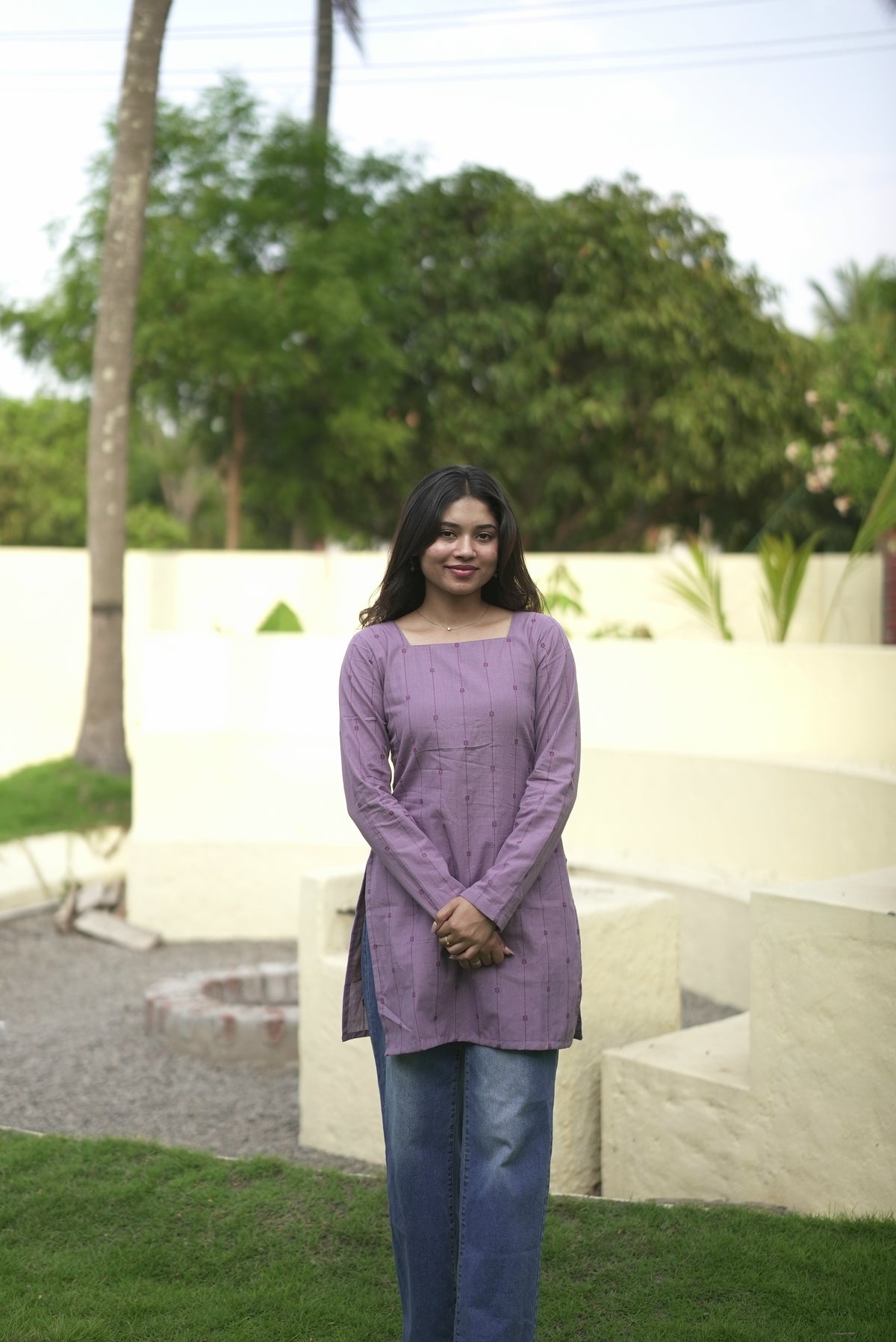 Onion Pink Full Sleeve Short Kurti