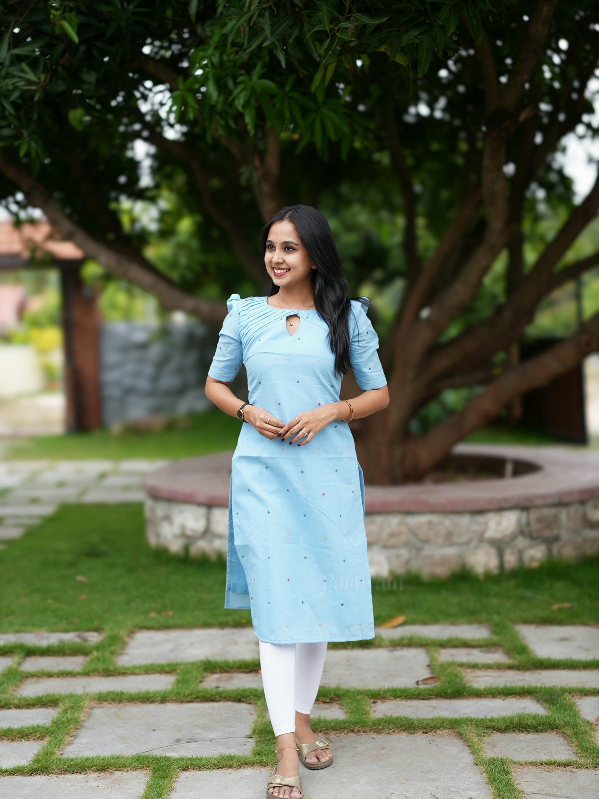 Dusty Blue Cotton Kurti