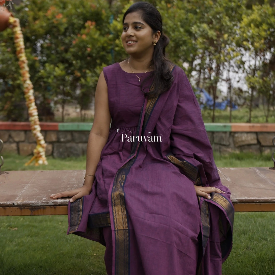 Mangalgiri violet sharara set