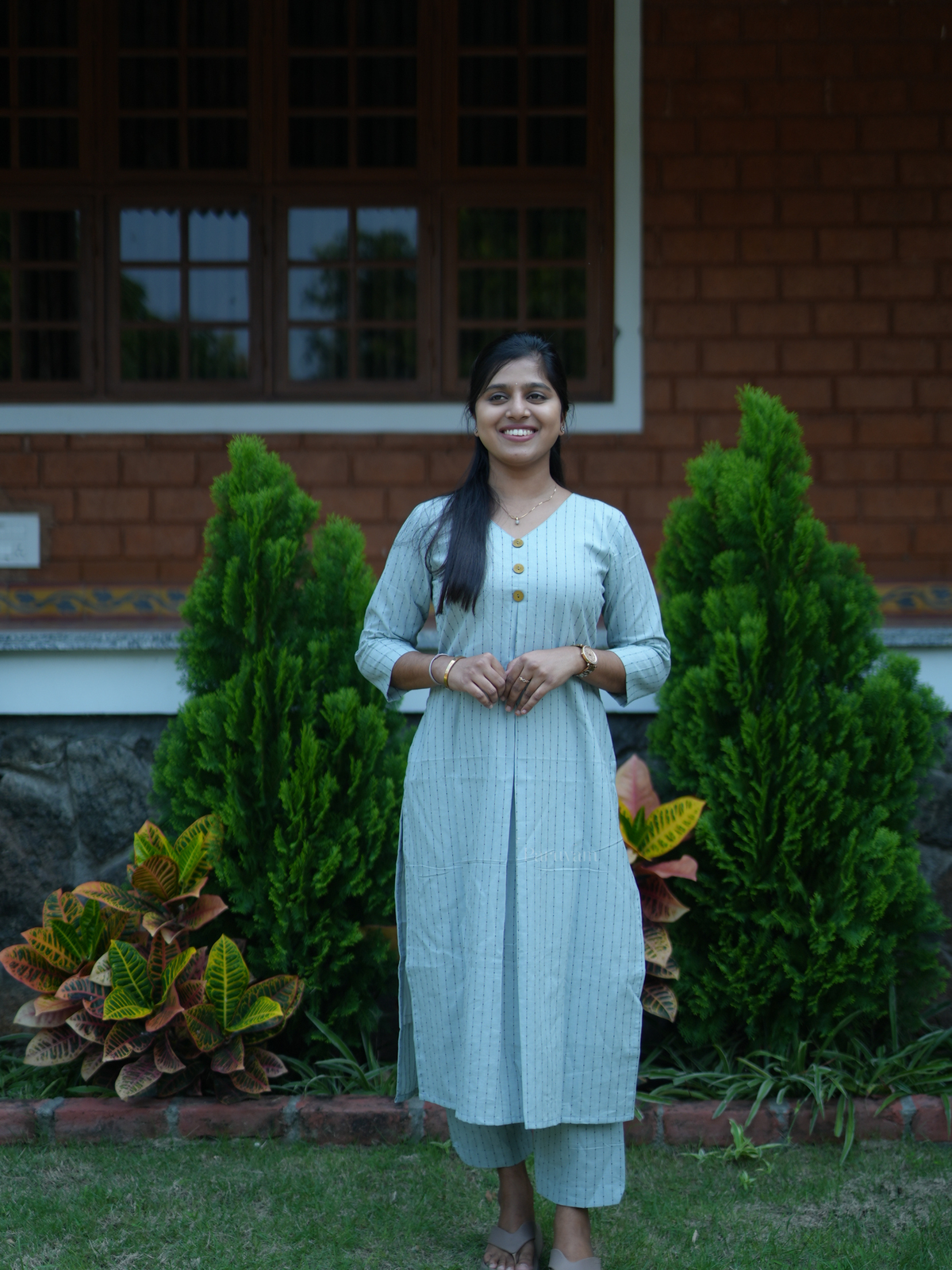 Grey striped handloom co-ord set