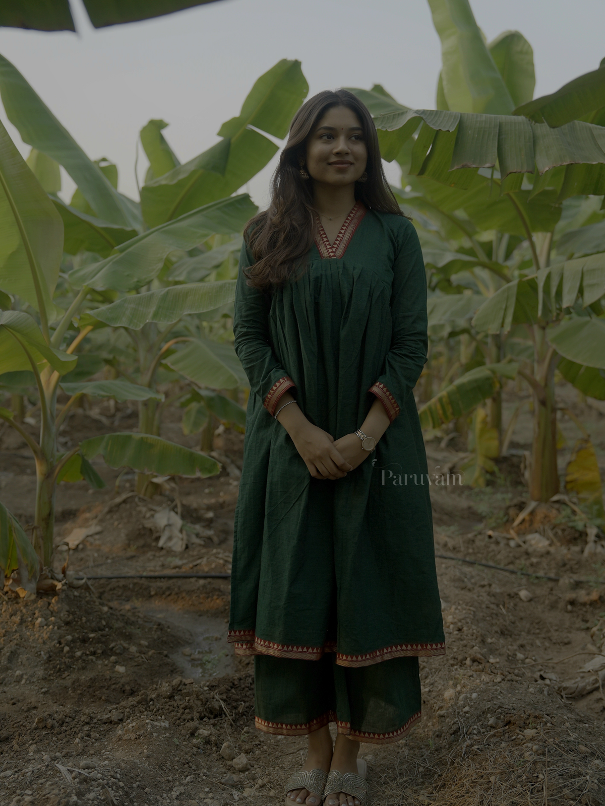 Emerald Green Mangalgiri Cotton Coord Set