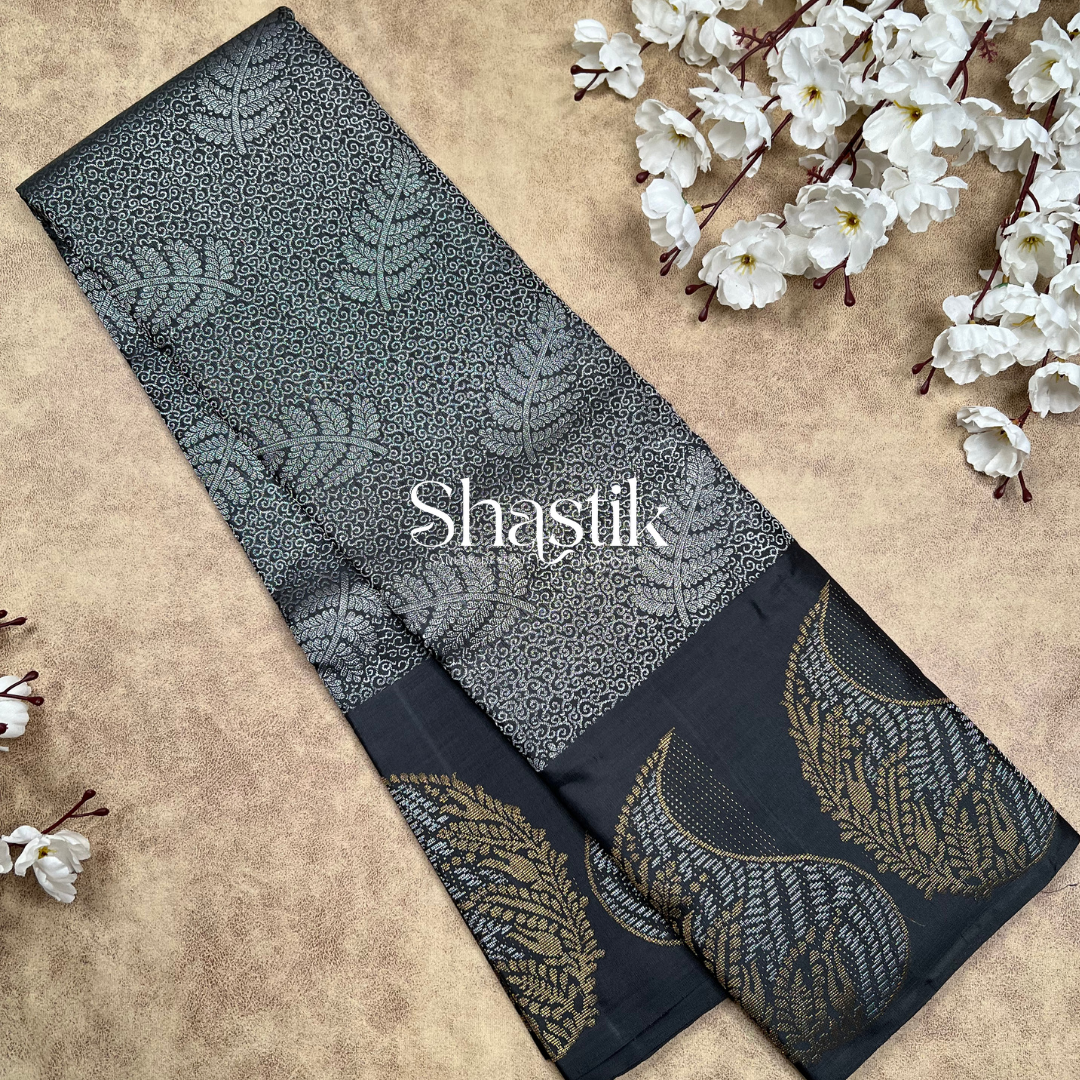 silk saree with silver zari designs