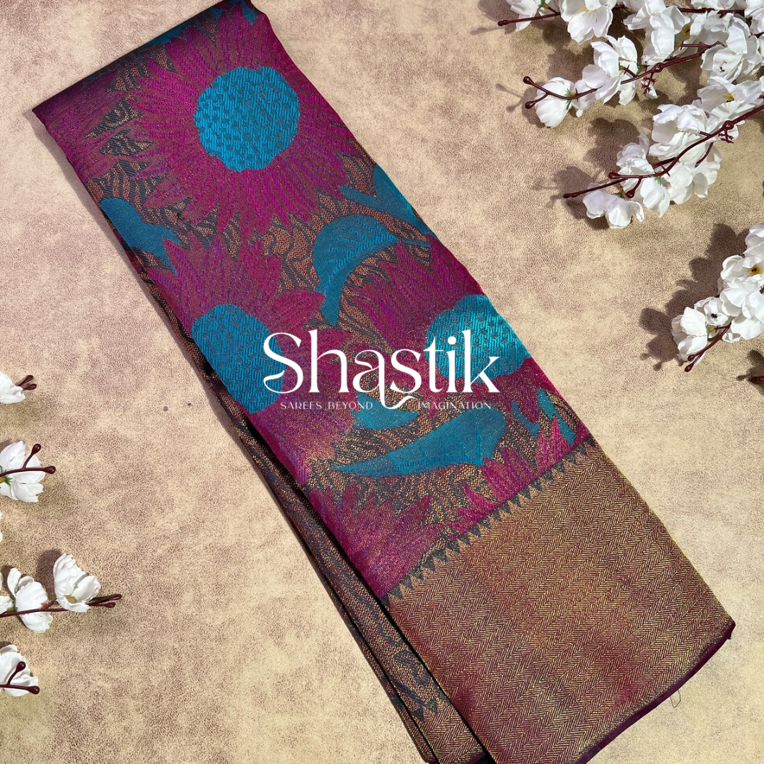 unconventional wedding silk saree in purple